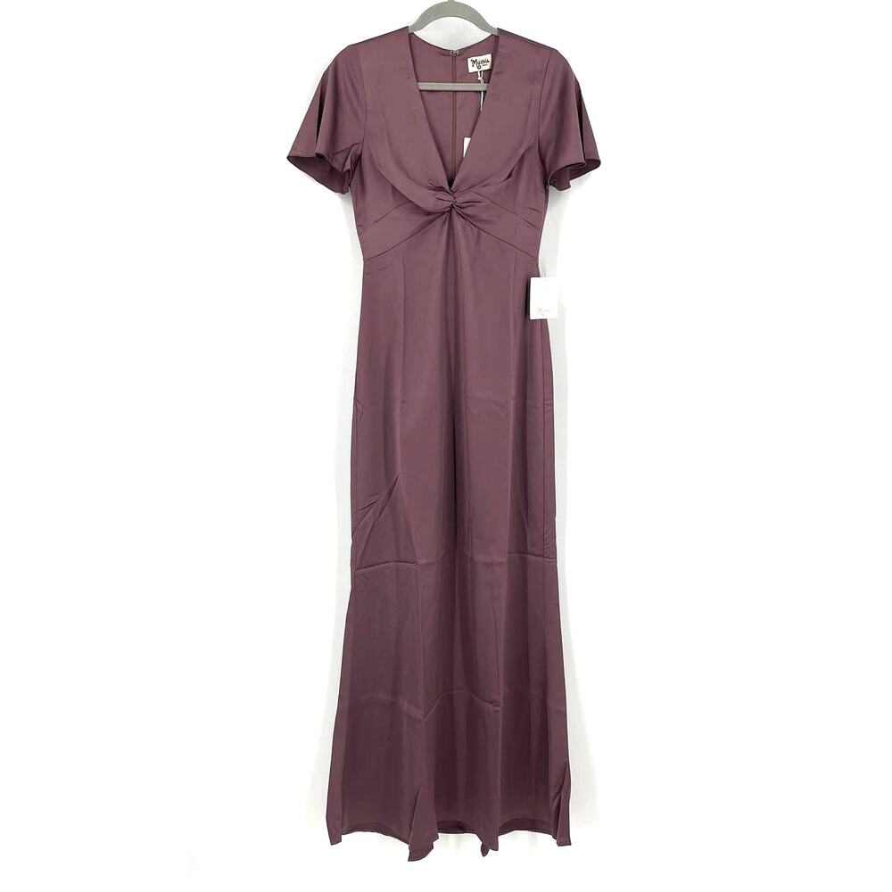 Show Me Your MuMu Rome Twist Gown Dusty Plum Luxe Satin Small NWT - Picture 2 of 10